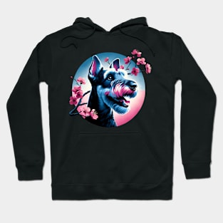 Kerry Blue Terrier Enjoys Spring Cherry Blossoms Hoodie